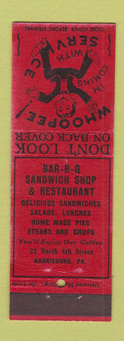 Matchbook Cover - BBQ Sandwich Shop Restaurant Harrisburg PA