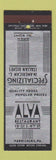 Matchbook Cover - Alva Restaurant Harrisburg PA deco
