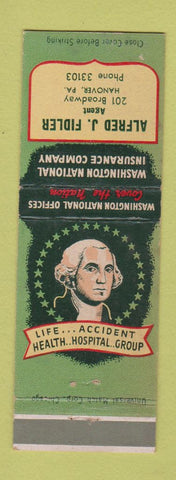 Matchbook Cover - Washington Insurance Alfred Fidler Hanover PA