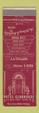 Matchbook Cover - Hotel Clubhouse Chester PA