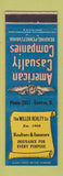 Matchbook Cover - American Casualty Insurance Miller Real Estate Geneva OH