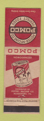 Matchbook Cover - Pomco Potter McCune Evaporated Milk McKeesport PA WEAR