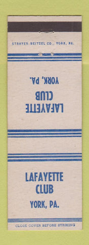 Matchbook Cover - Lafayette Club York PA