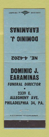 Matchbook Cover - Dominic J Earaminas Funeral Home Philadelphia PA