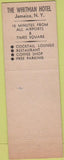 Matchbook Cover - Whitman Hotel Jamaica LI NY