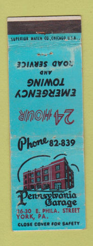 Matchbook Cover - Pennsylvania Garage York PA WORN