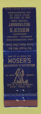 Matchbook Cover - Moser's Restaurant West York PA WEAR