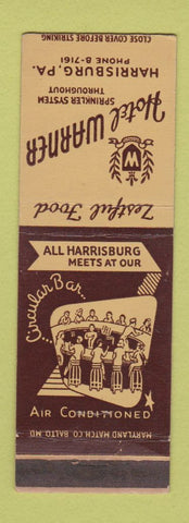 Matchbook Cover - Hotel Warner Harrisburg PA WEAR