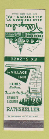 Matchbook Cover - The Village Inn Allentown PA Rathskeller