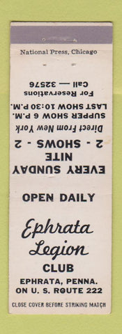 Matchbook Cover - Ephrata Legion Club PA