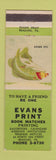 Matchbook Cover - Evans Print Matches Reading PA advertising calendars