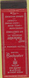 Matchbook Cover - Hotel Rochester NY red