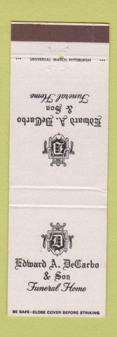 Matchbook Cover - Edward DeCarbo Funeral Home New Castle PA