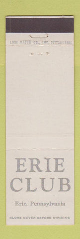 Matchbook Cover - Erie Club Erie PA