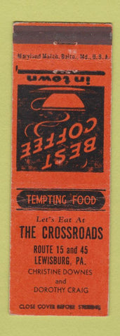 Matchbook Cover - The Crossroads Lewisburg PA WEAR