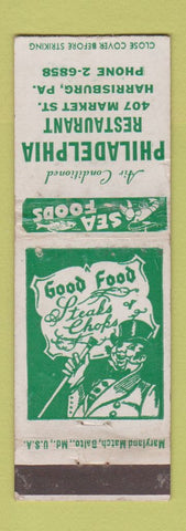 Matchbook Cover - Philadelphia Restaurant Harrisburg PA WORN