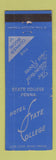 Matchbook Cover - Hotel State College PA