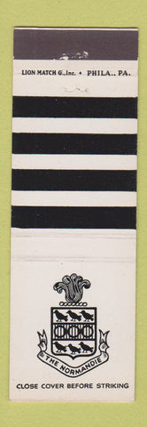 Matchbook Cover - The Normandie Hotel Philadelphia PA