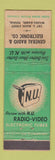 Matchbook Cover - NU Radio TV Tubes Wilkes Barre PA WEAR
