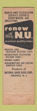 Matchbook Cover - NU Radio TV Tubes Wilkes Barre PA WEAR