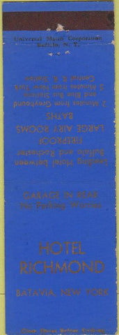 Matchbook Cover - Hotel Richmond Batavia NY