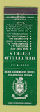 Matchbook Cover - Penn Sherwood Hotel Philadelphia PA WEAR Hertfield