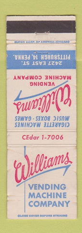 Matchbook Cover - Williams Vending Pittsburgh PA Juke Boxes WEAR
