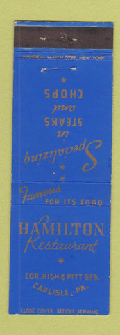Matchbook Cover - Hamilton Restaurant Carlisle PA