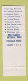 Matchbook Cover - 2nd NATional Bank Titusville PA