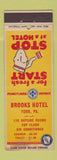 Matchbook Cover - Brooks Hotel York PA