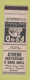 Matchbook Cover - Athens Restaurant Soda Grill Pittsburgh PA