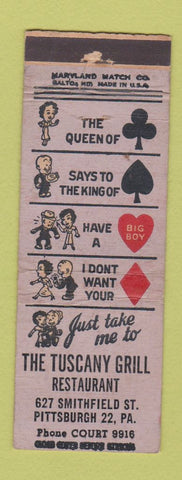 Matchbook Cover - Tuscany Grill Pittsfield PA WEAR