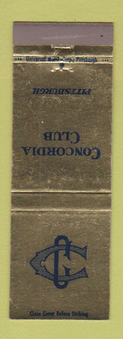 Matchbook Cover - Concordia Club Pittsburgh PA