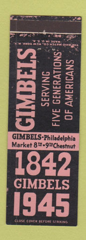 Matchbook Cover - Gimbels Store Philadelphia PA WEAR