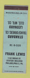 Matchbook Cover - Standard Transformers Philadelphia PA Frank Lewis
