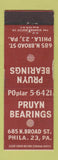 Matchbook Cover - Pruyn Bearings Philadelphia PA WEAR