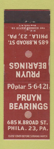 Matchbook Cover - Pruyn Bearings Philadelphia PA WEAR