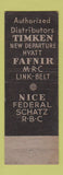 Matchbook Cover - Pruyn Bearings Philadelphia PA WEAR