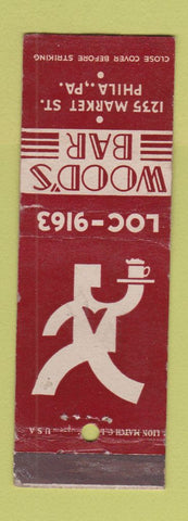 Matchbook Cover - Wood's Bar Philadelphia PA