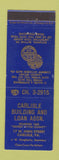 Matchbook Cover - Carlisle Building and Loan PA