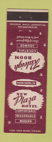 Matchbook Cover - New Plaza Hotel Harrisburg PA