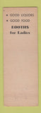 Matchbook Cover - Wood's Bar Philadelphia PA