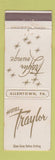 Matchbook Cover - Hotel Traylor Allentown PA Traylor Lounge