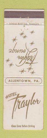 Matchbook Cover - Hotel Traylor Allentown PA Traylor Lounge