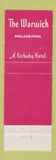 Matchbook Cover - The Warwick Hotel Philadelphia PA