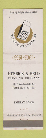Matchbook Cover - Herbick & Held Printing Pittsburgh PA WEAR