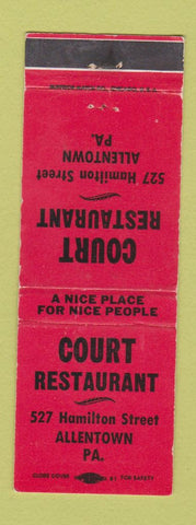 Matchbook Cover - Court Restaurant Allentown PA WEAR