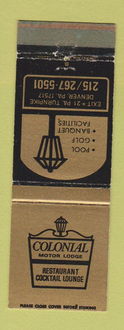 Matchbook Cover - Colonial Motor Lodge Denver PA WEAR