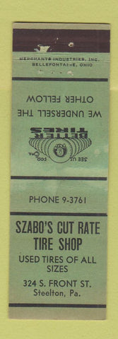 Matchbook Cover - Szabo's Cut Rate Tires Steelton PA MERCHANTS WORN