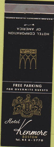 Matchbook Cover - Hotel Kenmore Boston MA